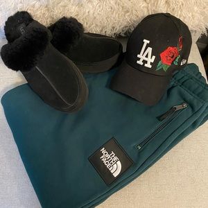 The North Face fleece sweatpants.